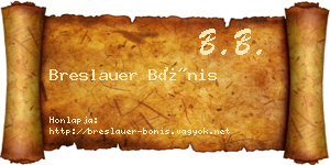 Breslauer Bónis névjegykártya